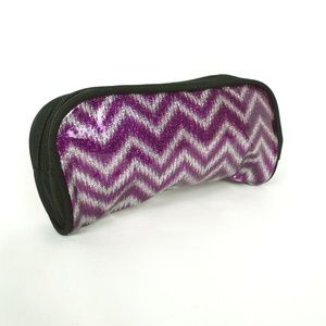 Purple & Silver Small Zipper Makeup Cosmetic Bag